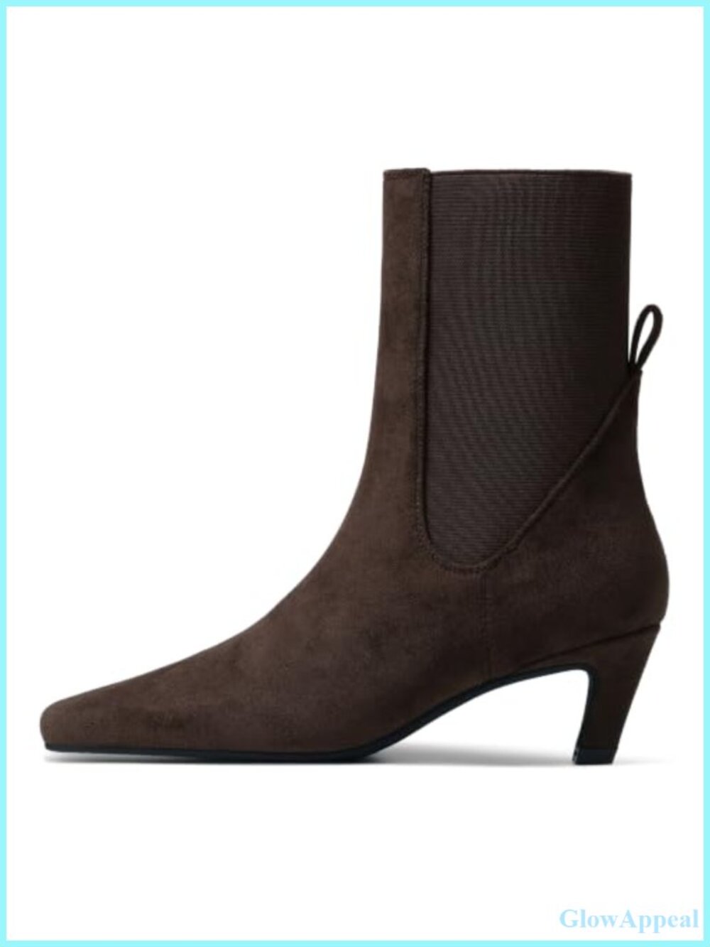 Kitten Heel Chelsea Ankle Boots Faux Suede Square Toe Womens